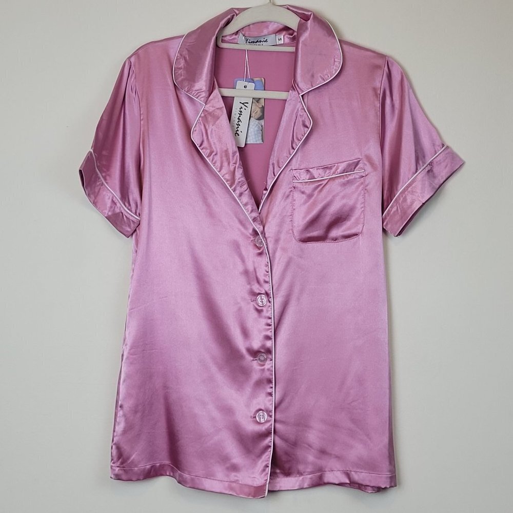 Yimanie Womens Pink Sleepwear Pajama Top Size Small